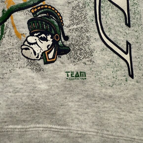 Vtg Team Edition Michigan St. Spartans Big Graphic Crewneck Sweatshirt L 90s USA - Picture 4 of 14